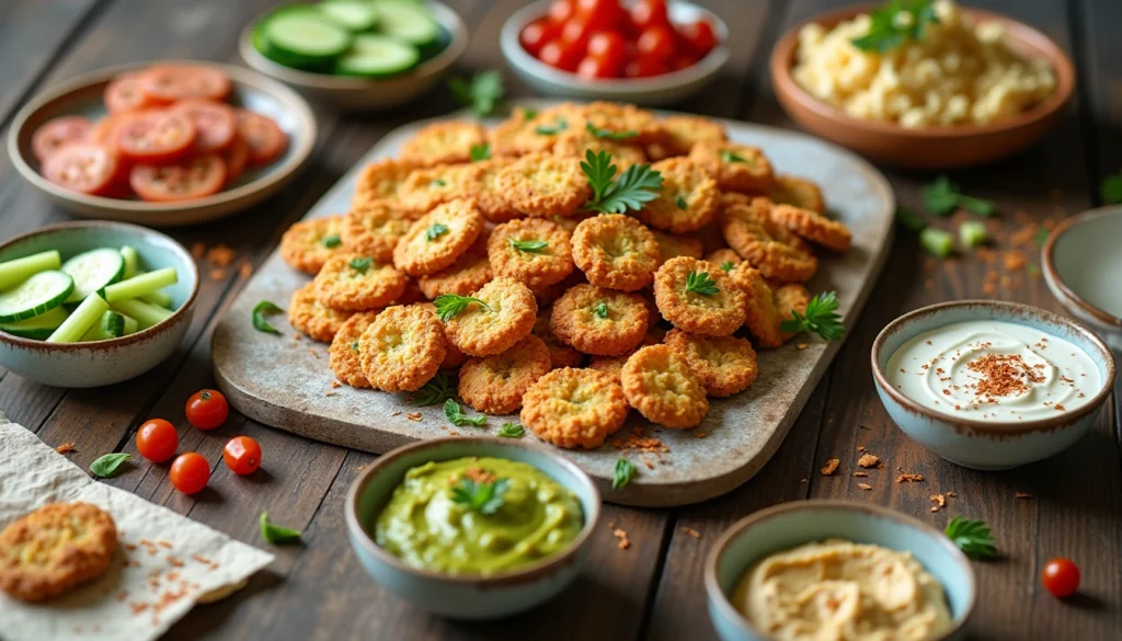 High protein vegetarian snacks served with hummus, fresh veggies, and dips on a beautifully arranged platter.